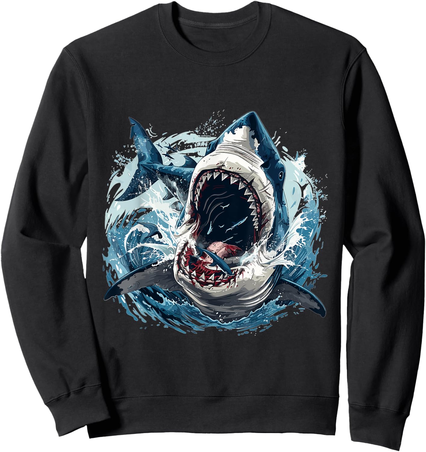 Megalodon Shark Lover Graphic Sweatshirt - Sweatshirt | Black