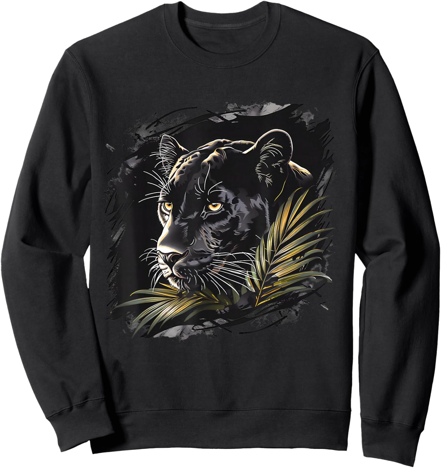 Panther Portrait Artwork Animal Print Drawing Panther Lover Sweatshirt - Sweatshirt | Black