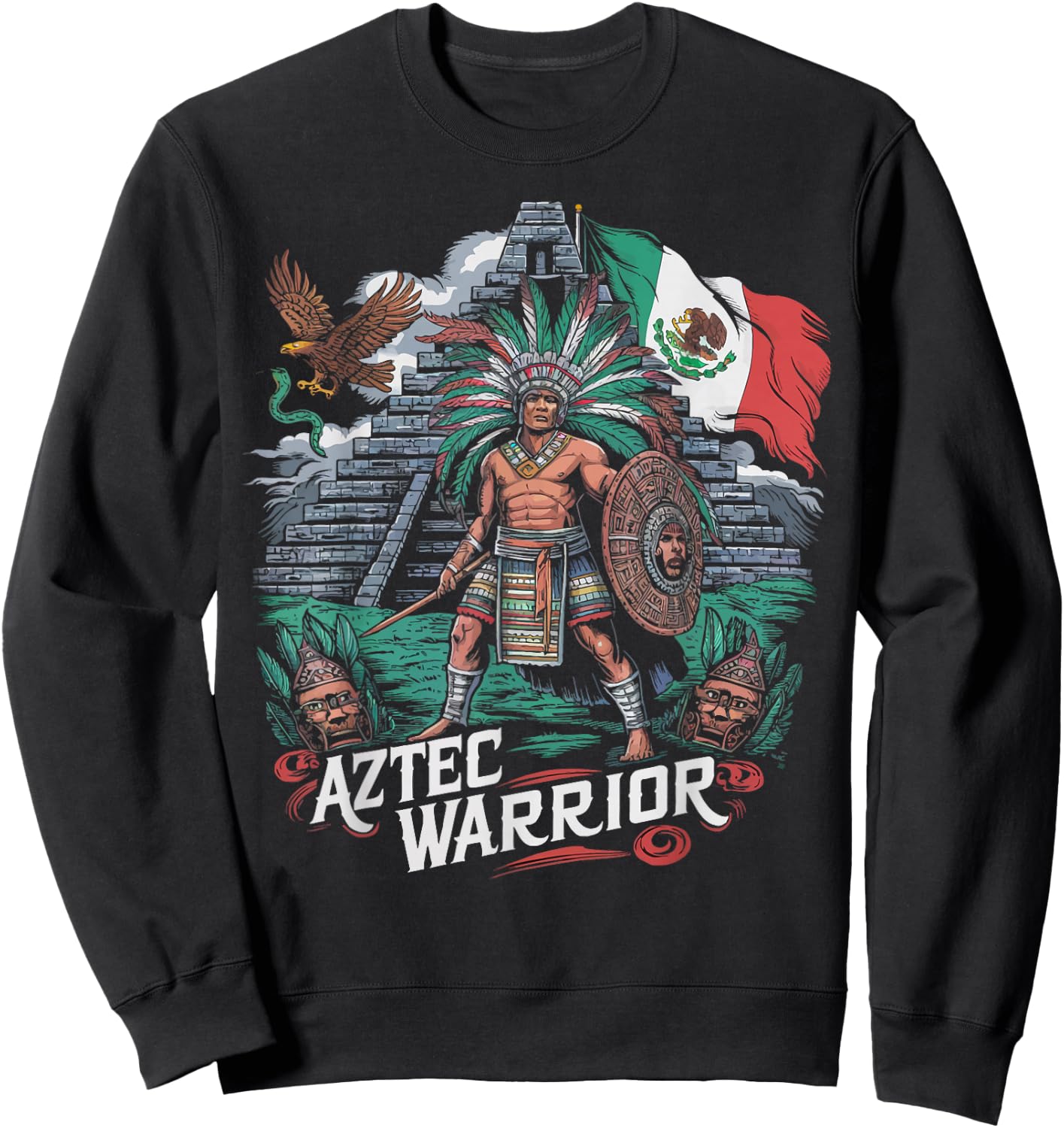 Aztec Warrior Mayan Indigenous Mexican Aztec Jaguar Sweatshirt - Sweatshirt | Black