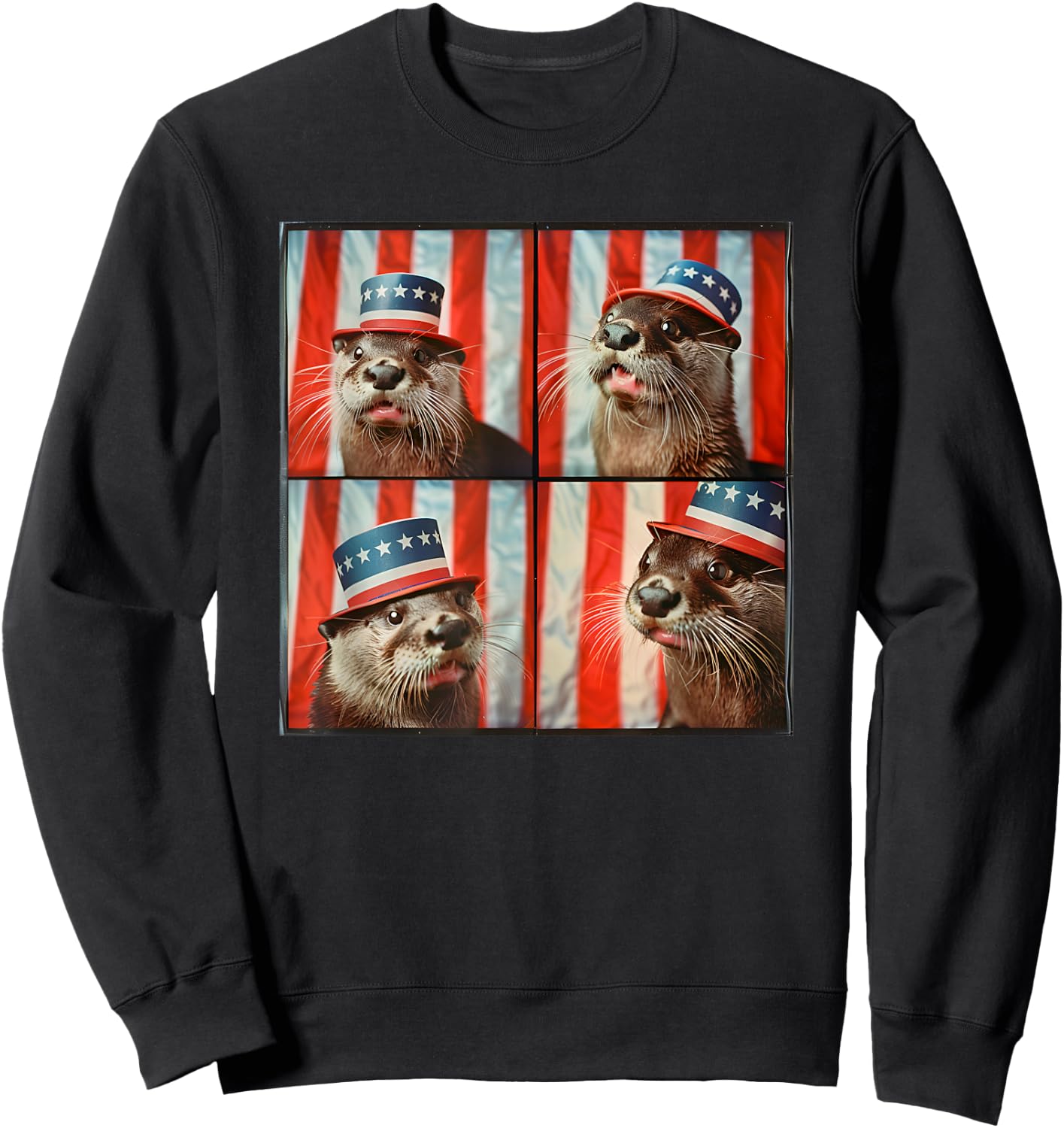 River Otter American Flag Patriotic Animal 4th Of July Otter Sweatshirt - Sweatshirt | Black