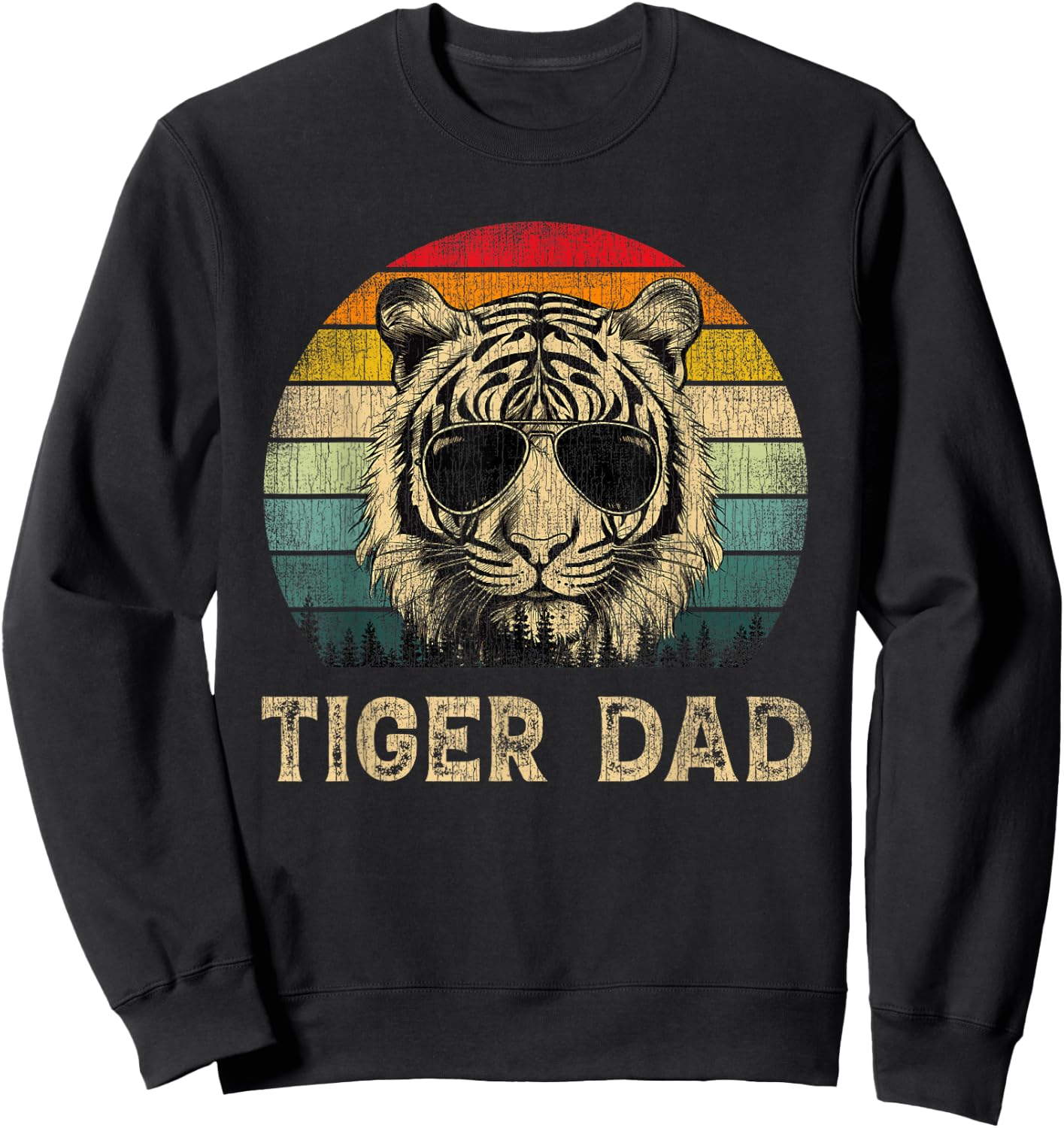 Vintage Tiger Dad Tiger Lovers Daddy Father's Day Sweatshirt - Sweatshirt | Black