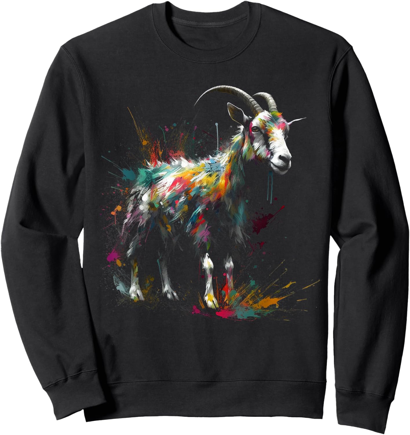 Goat art - colourful animal motif goat Sweatshirt - Sweatshirt | Black