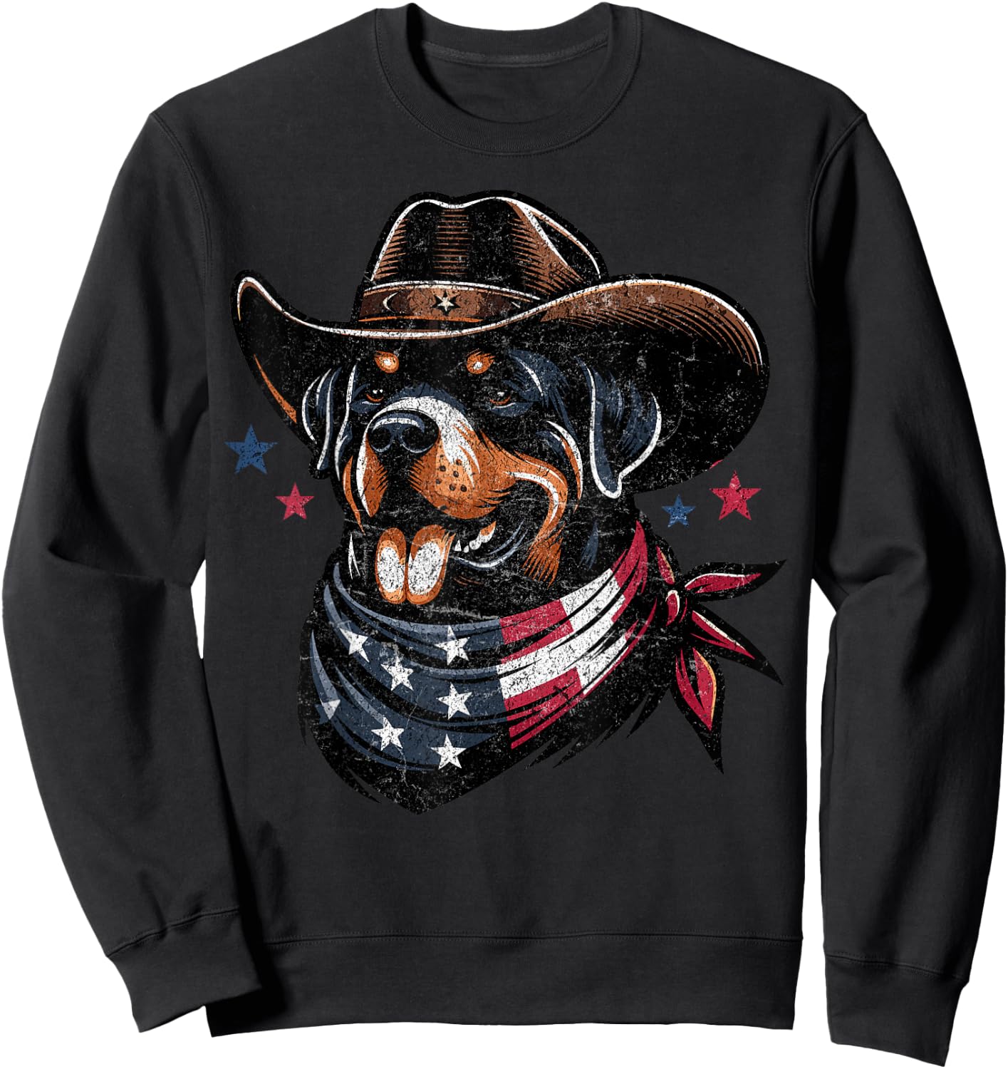Rottweiler Cowboy 4th of July American Flag Stay Cool Men Sweatshirt - Sweatshirt | Black