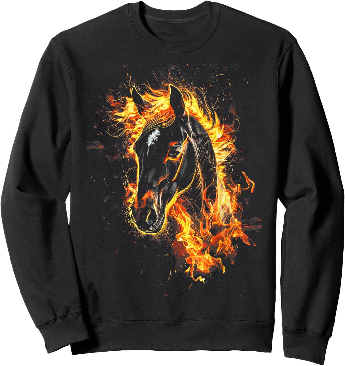Horse Flames Fierce Horse art Fiery horse Sweatshirt - Sweatshirt | Black