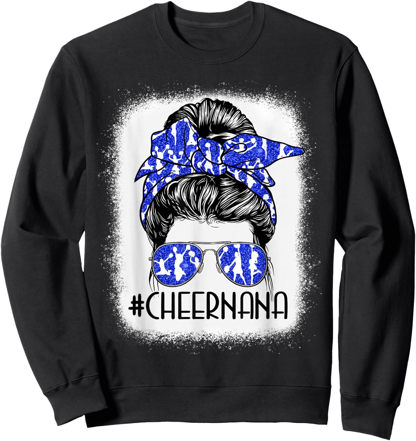 Messy Bun Cheer Nana Cheerleader Mom Mothers Day Woman Sweatshirt - Sweatshirt | Black