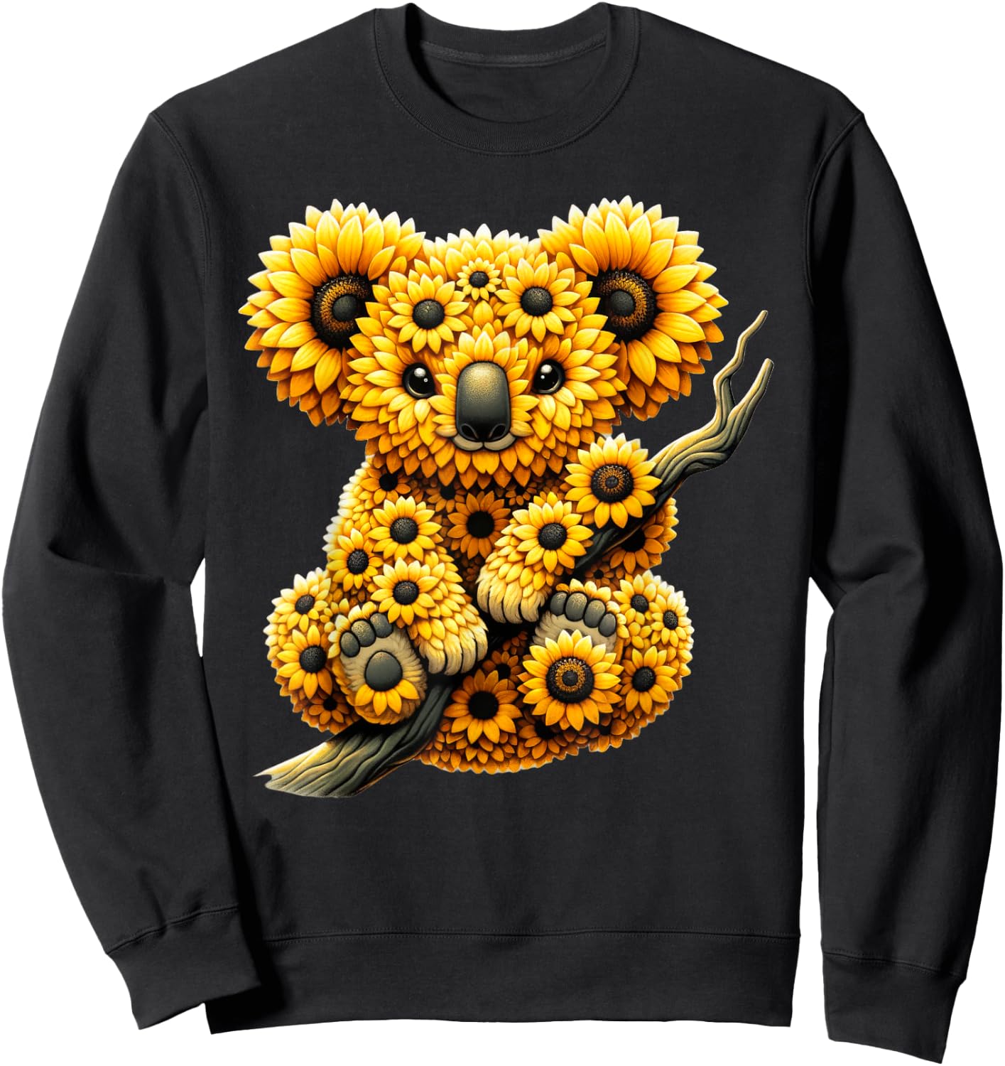 Sunflower Koala Bear Flower Gardening Floral Sweatshirt - Sweatshirt | Black