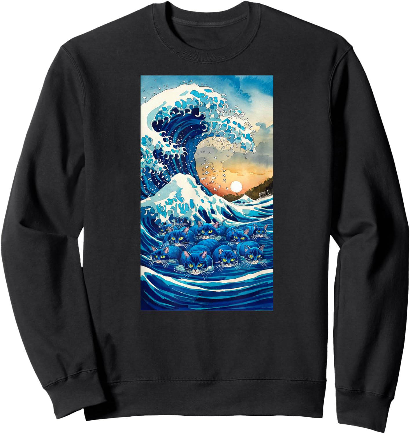Blue Cats Wave For Kamala Sweatshirt - Sweatshirt | Black