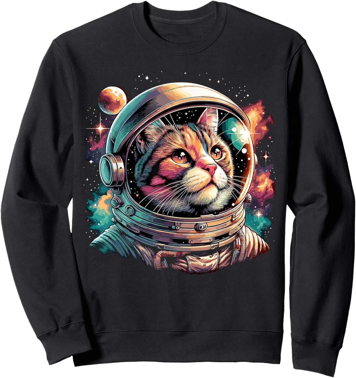 Galaxy Astronaut Cat Space Sweatshirt - Sweatshirt | Black