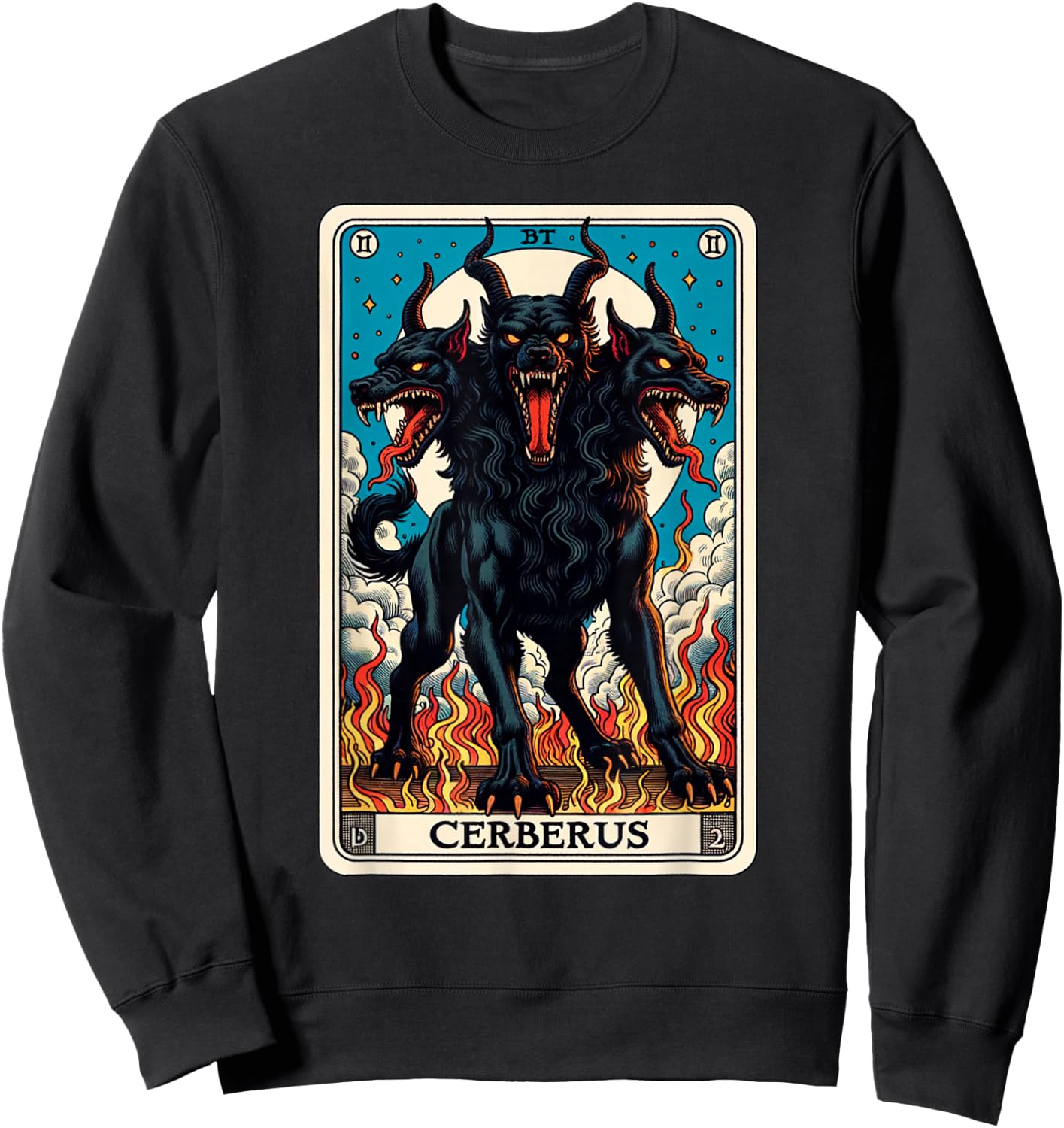 Cerberus Tarot Card and Mythical Hells Guard Sweatshirt - Sweatshirt | Black