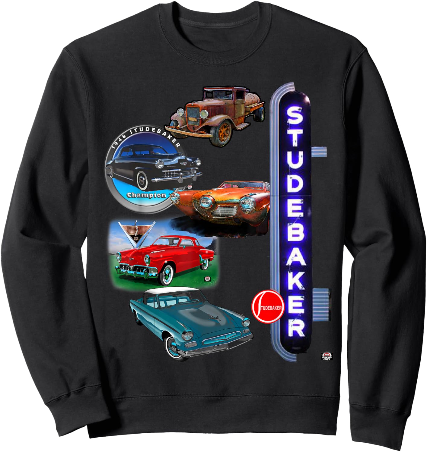 Classic Studebakers and the dealer sign that sold them Sweatshirt - Sweatshirt | Black