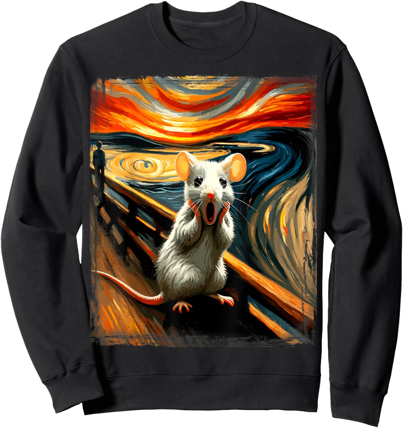Scream Parody Art Funny Painting Animal Humor Artistic Mouse Sweatshirt - Sweatshirt | Black