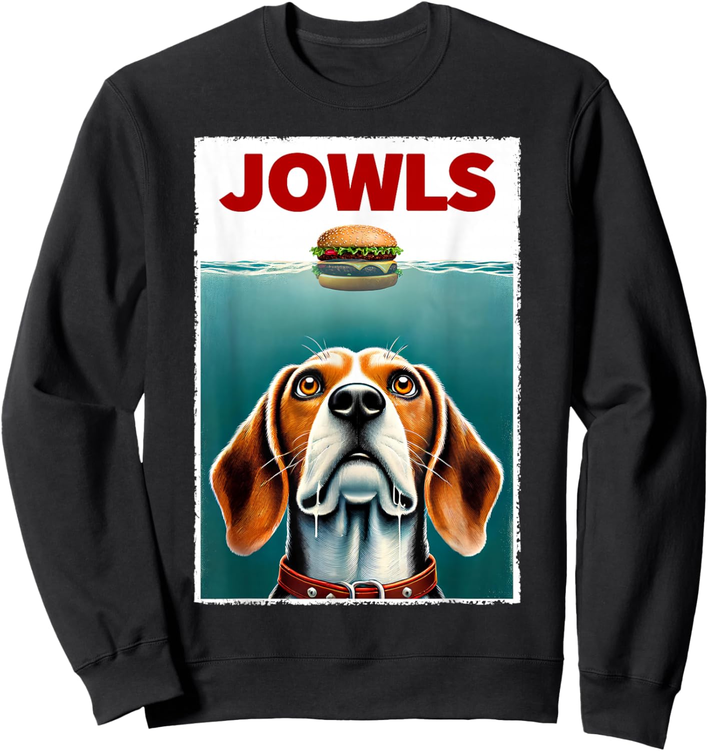 Funny Beagle and Hamburger Parody Jowls Dog Lover Sweatshirt - Sweatshirt | Black