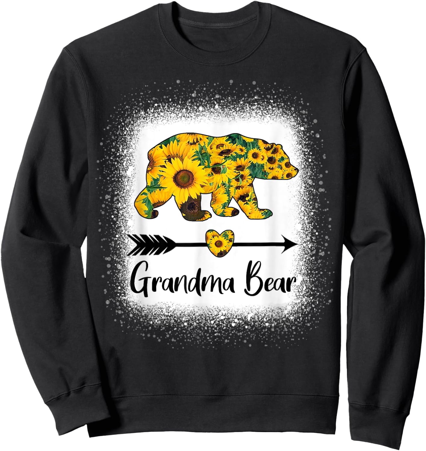 Grandma Bear Sunflower Funny Mama Bear Christmas Bleached Sweatshirt - Sweatshirt | Black