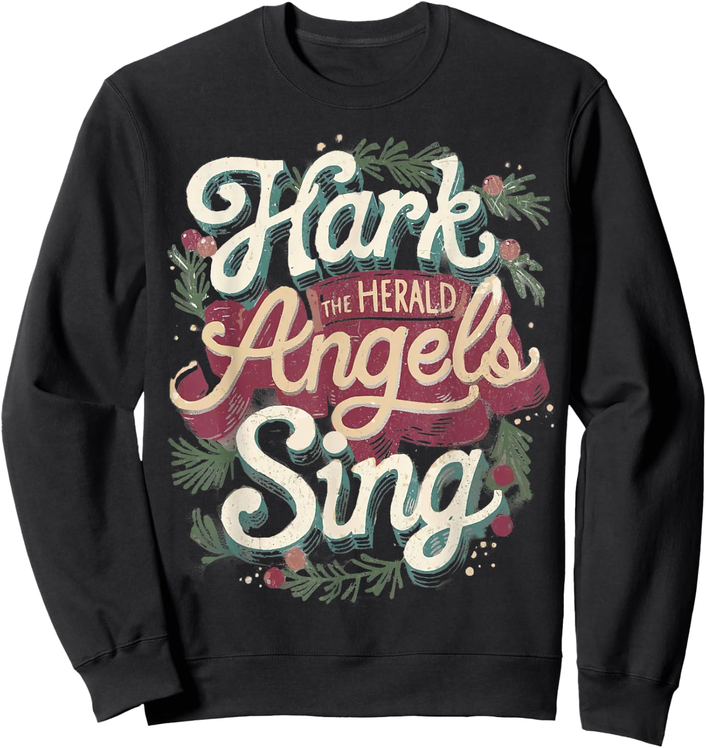 Retro Hark the Heralds Angels Sing Christian Christmas Sweatshirt - Sweatshirt | Black