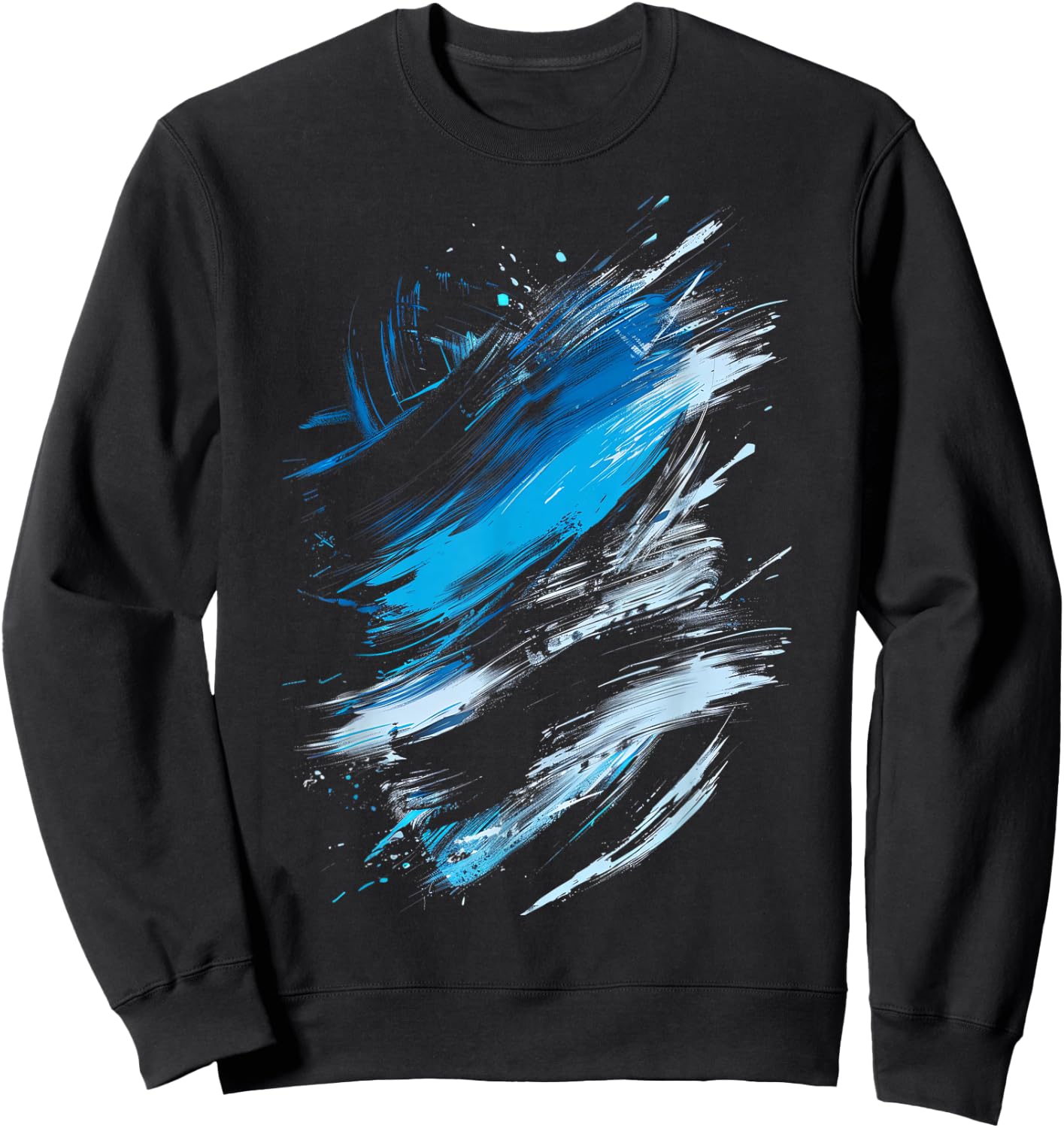 Blue And Black Dynamic Swirl Graphic Sweatshirt - Sweatshirt | Black