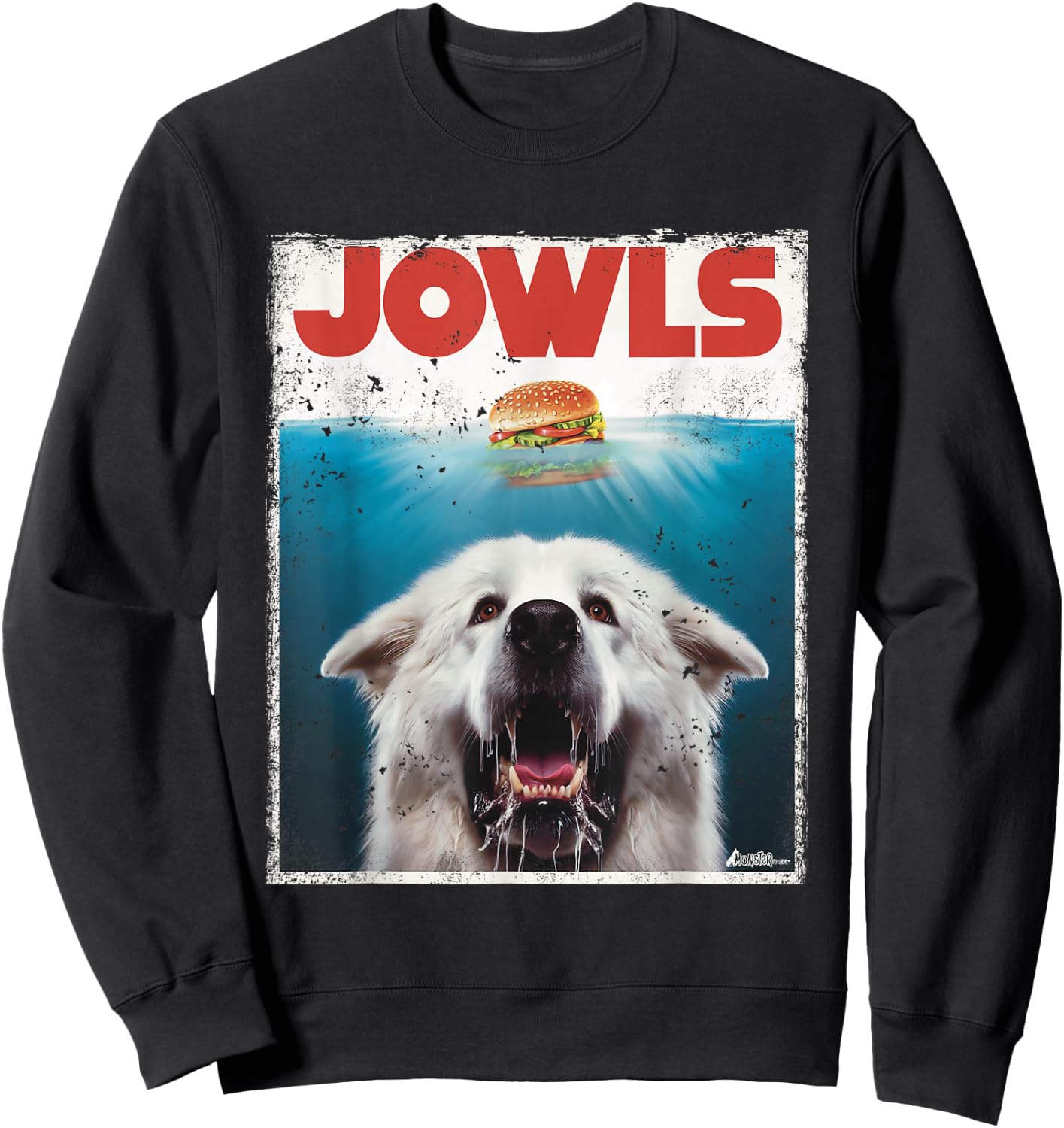 Funny Great Pyrenees Jowls Burger, Gentle Giant Cute Dog Mom Sweatshirt - Sweatshirt | Black