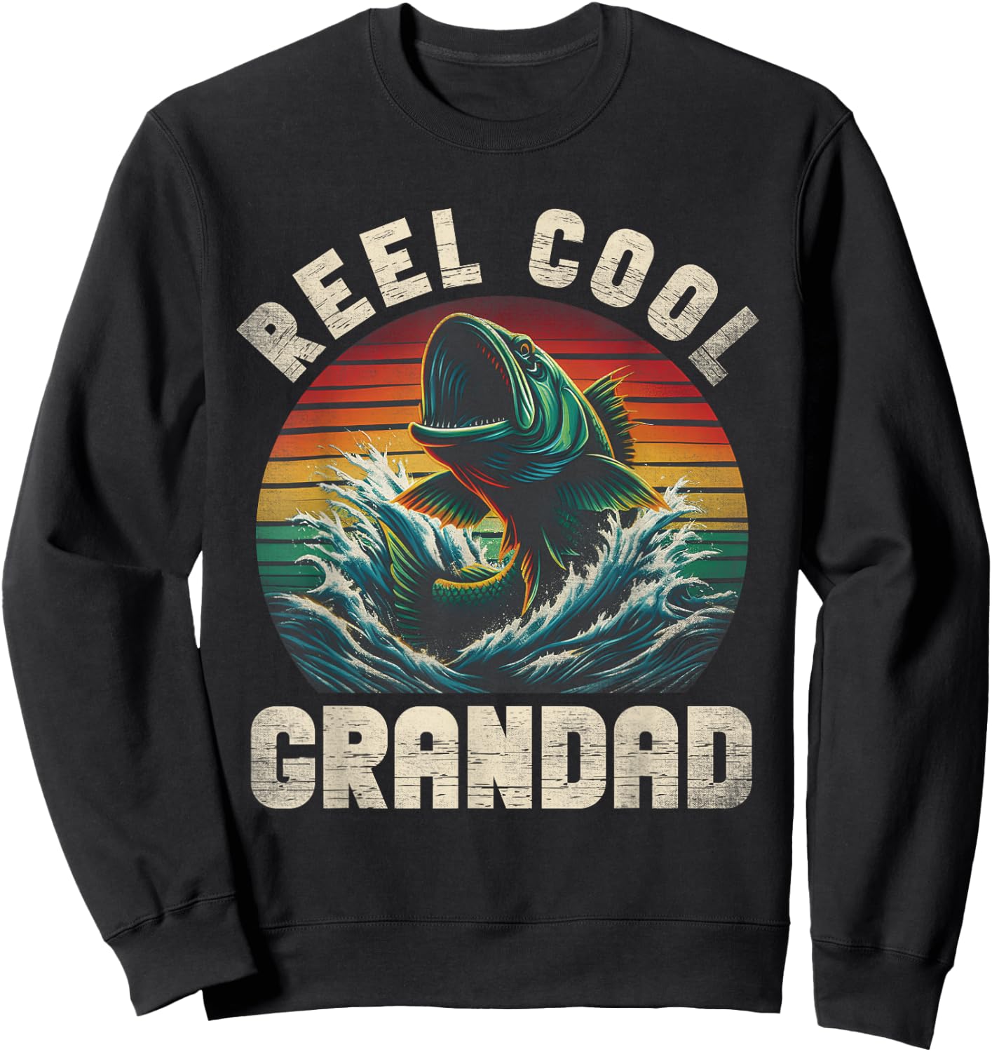 Reel Cool Grandad Fishing Daddy Father's Day Fisherman Fish Sweatshirt - Sweatshirt | Black