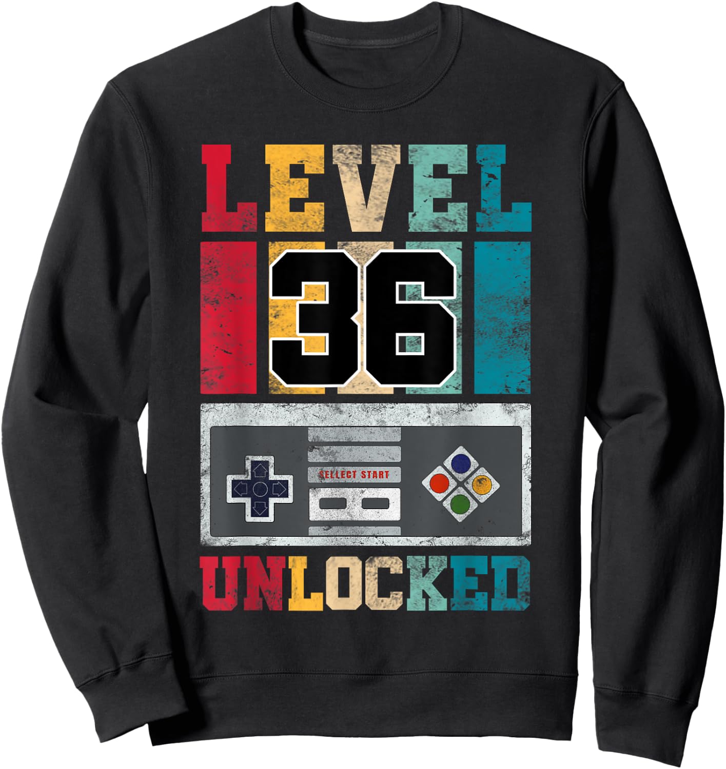 Level 36 Unlocked Gaming 36 Year Old Gamer 36th Birthday Sweatshirt - Sweatshirt | Black
