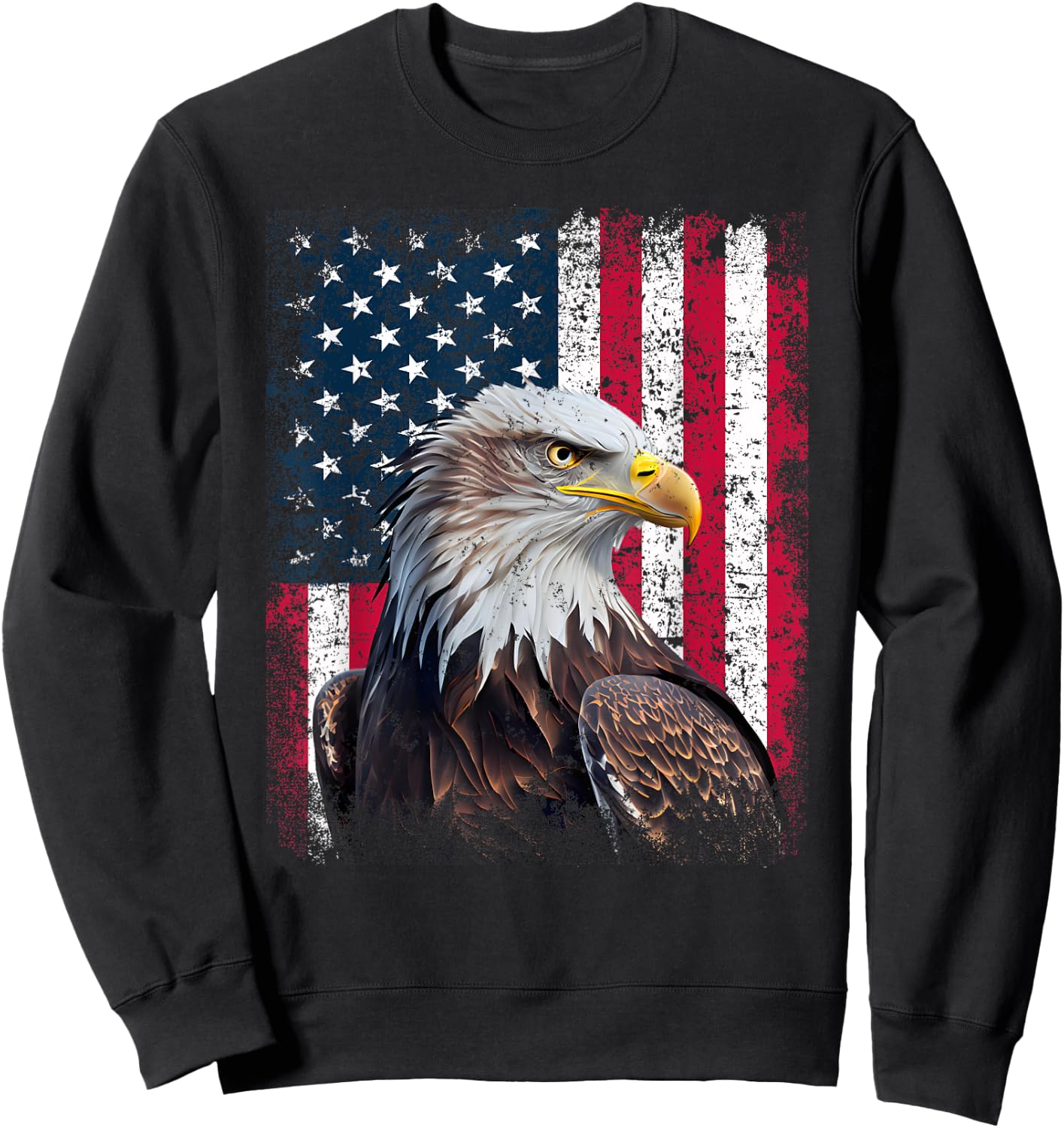 Patriotic Eagle 4th Of July USA American Flag Sweatshirt - Sweatshirt | Black