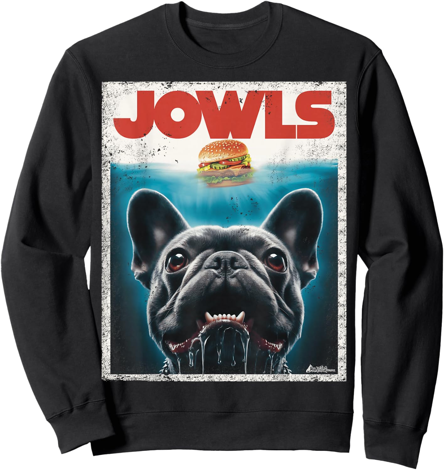 Funny Black French Bulldog Jowls Top, Frenchie Mom, Dog Dad Sweatshirt - Sweatshirt | Black