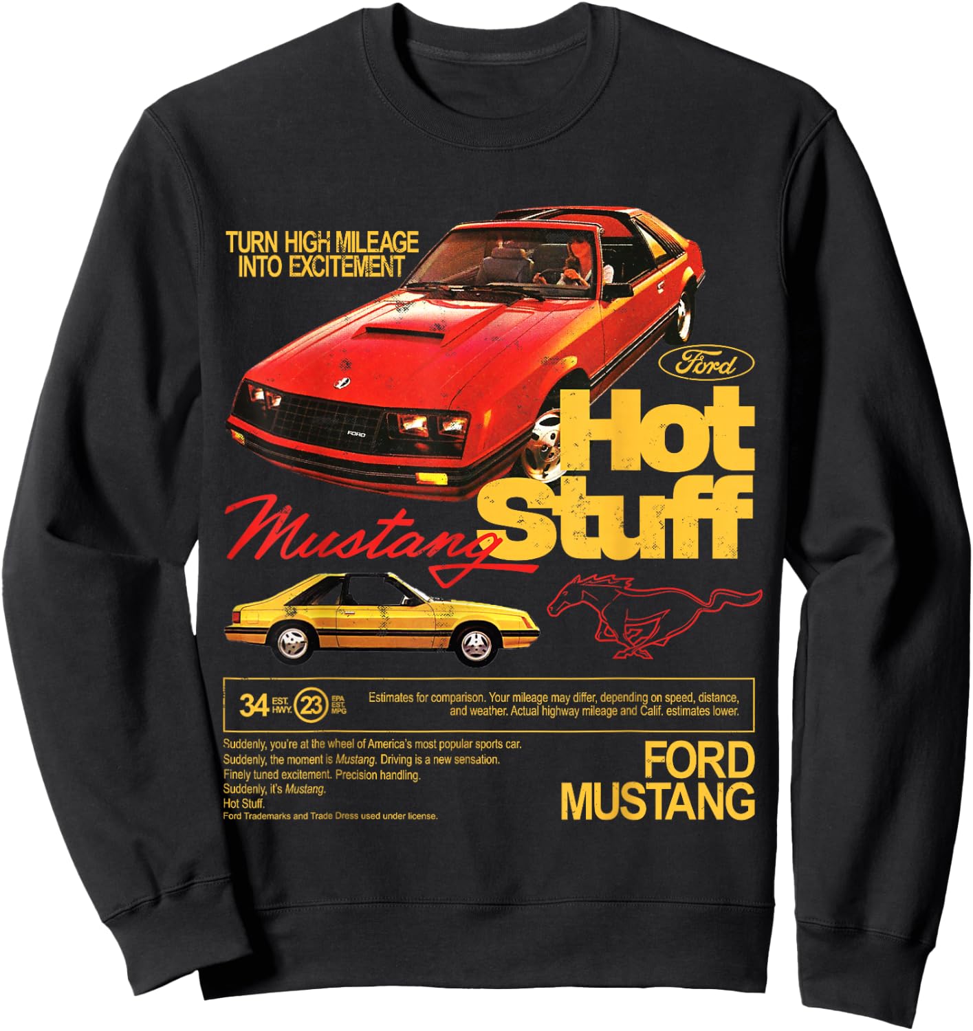 Ford - Mustang 1981 Hot Stuff with Pony Logo Sweatshirt - Sweatshirt | Black