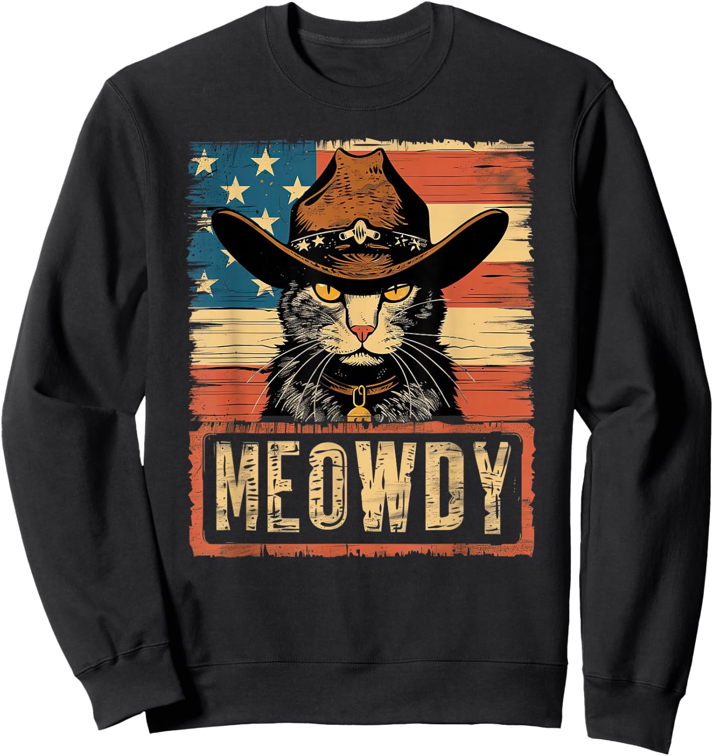 Meowdy Cat, Cowboy Kitten, Country Music Sweatshirt - Sweatshirt | Black