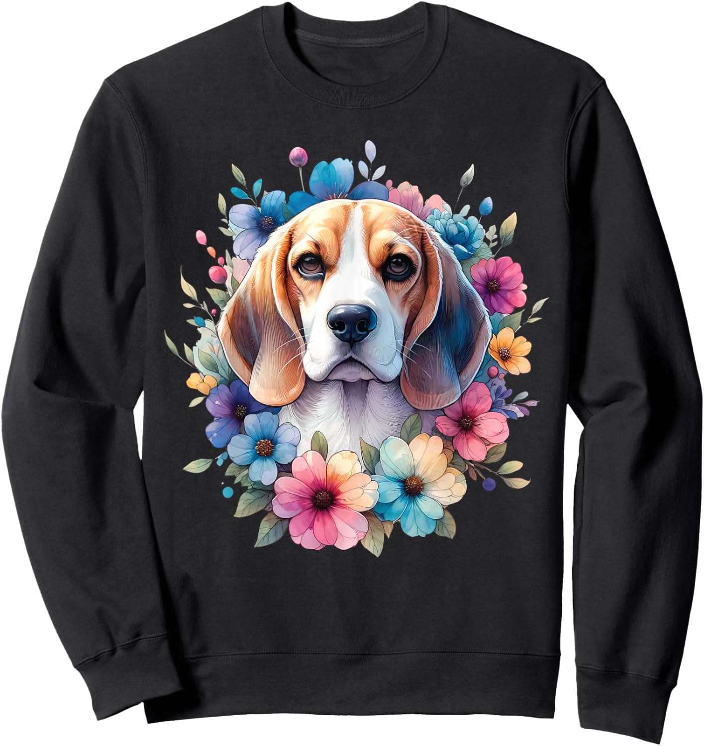 Floral Beagle Mom Dog Lovers Cute Mama Puppy Mother's Day Sweatshirt - Sweatshirt | Black