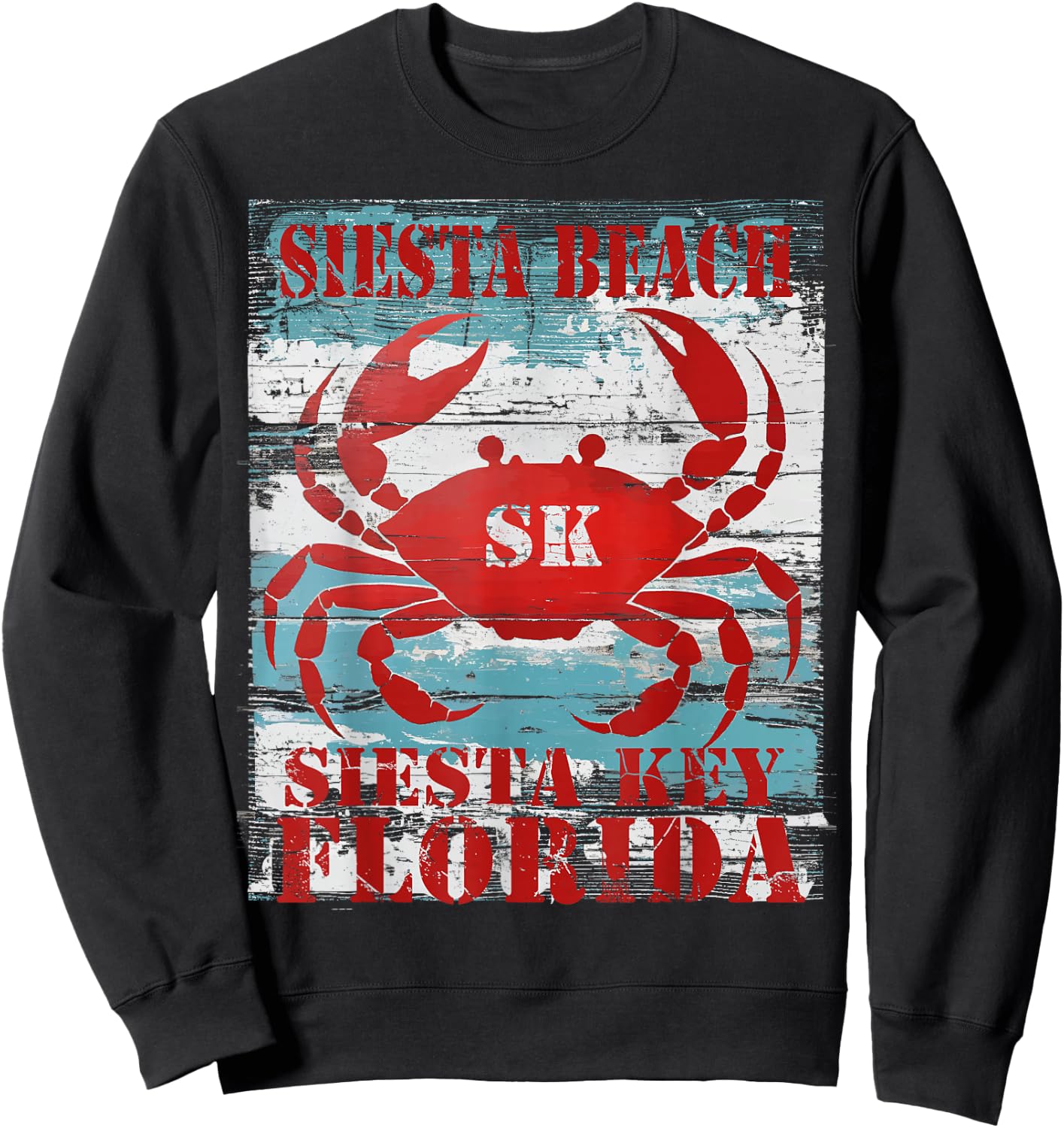 Siesta Key Florida Siesta Beach FL Nautical Coastal Crab SK Women Kids Sweatshirt - Sweatshirt | Black