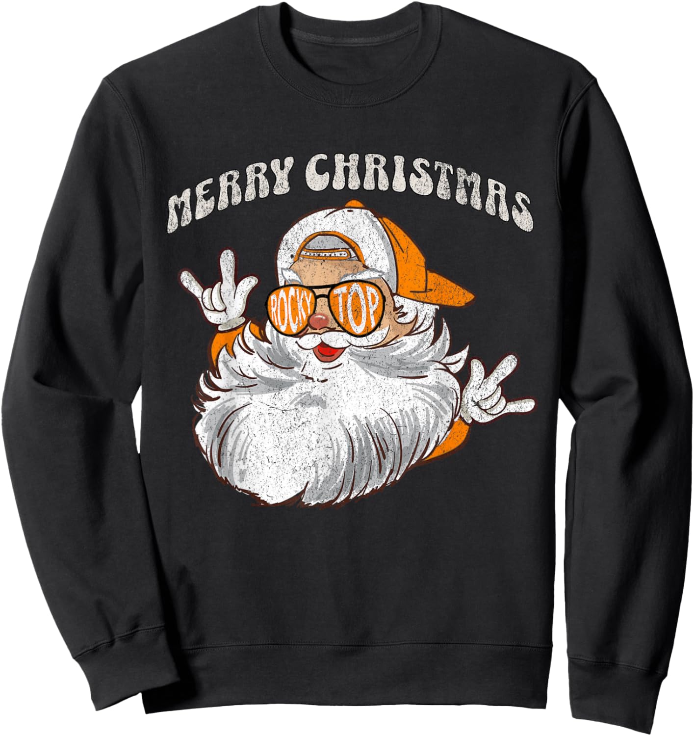 Vintage Tennessee Merry Christmas Santa With Sunglasses Sweatshirt - Sweatshirt | Black