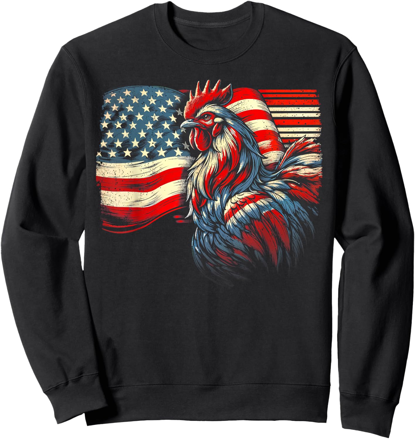 Chicken 4th Of July Flag American Patriot USA Farm Chicken Women Kids Men Sweatshirt - Sweatshirt | Black