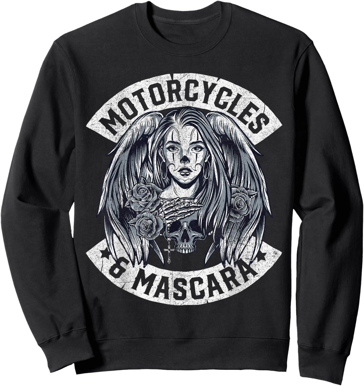 Motorcycles and Mascara Cute Motorcycle Chick Biker Girl Sweatshirt - Sweatshirt | Black