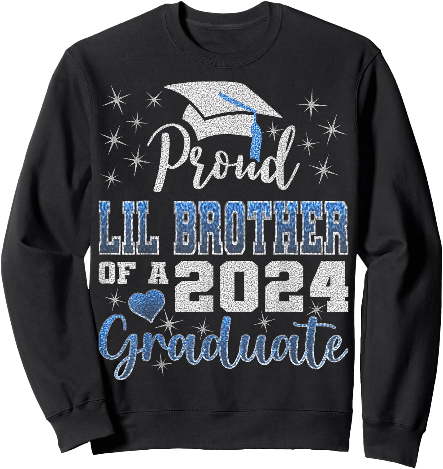 Super Proud Little Brother of 2024 Graduate Awesome Family Sweatshirt - Sweatshirt | Black