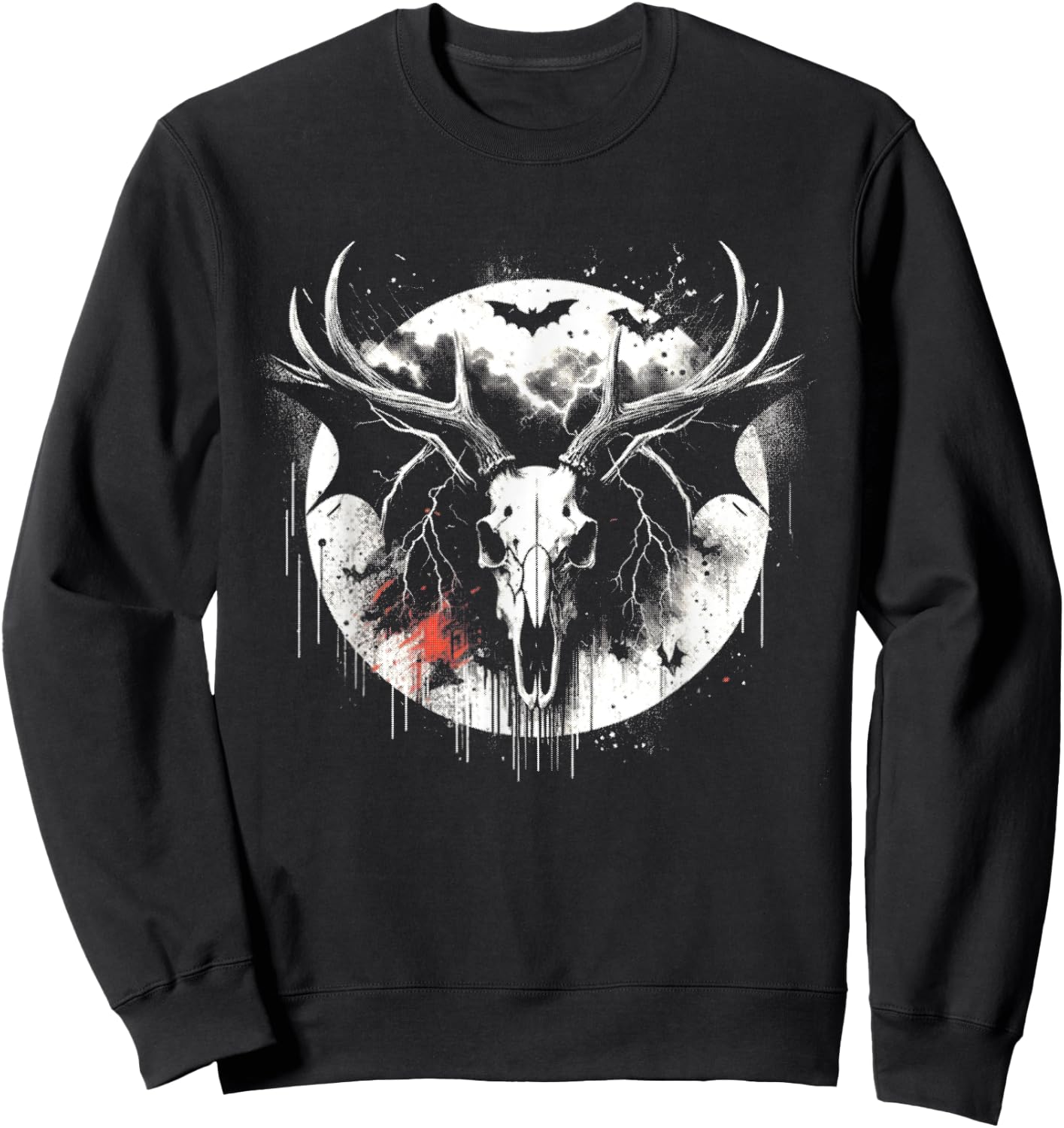 Deer Skull Bat - Creepy Deer Monster Halloween Lover Sweatshirt - Sweatshirt | Black