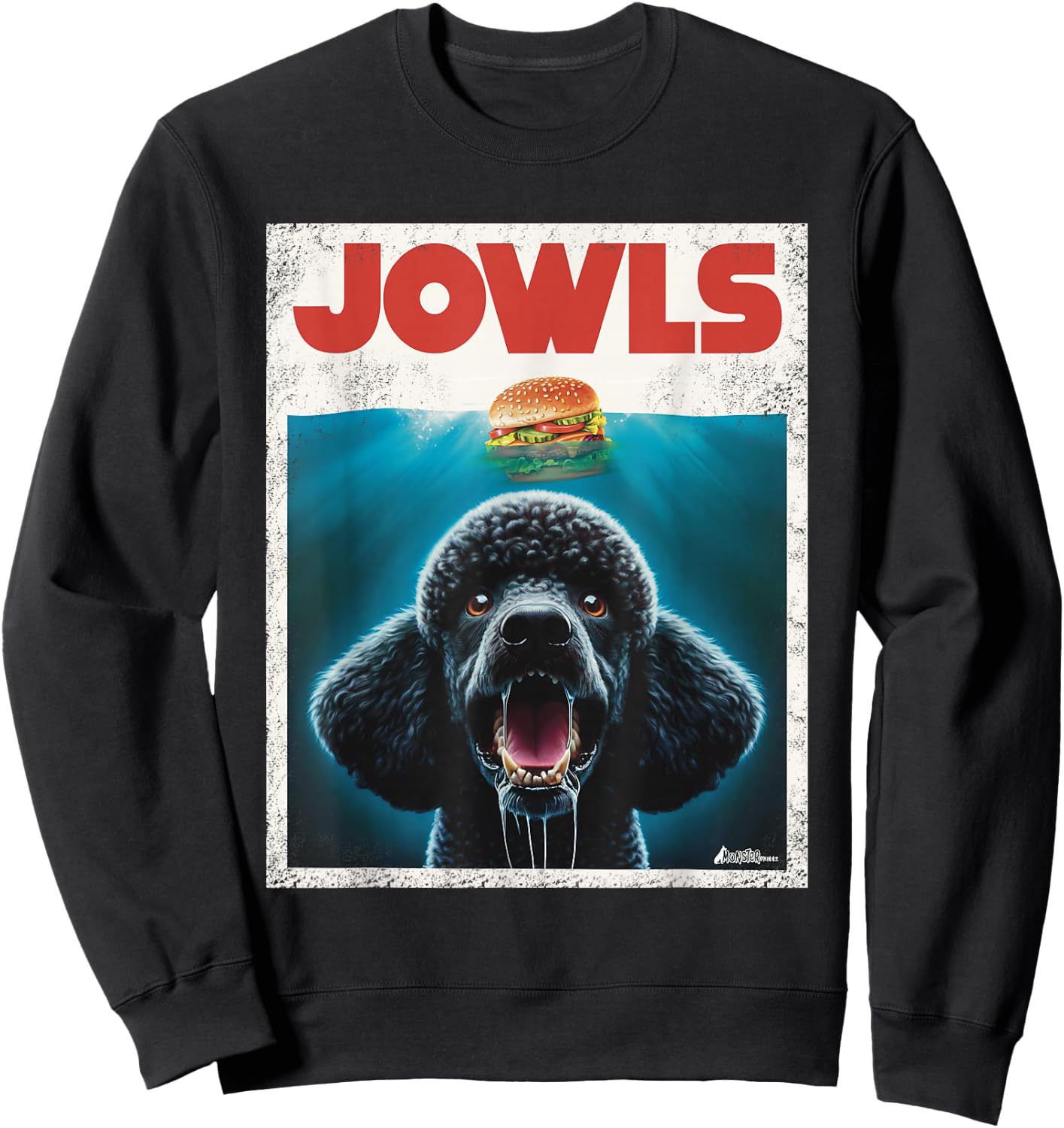 Funny Poodle Black Standard Poodle Jowls Burger Cute Dog Mom Sweatshirt - Sweatshirt | Black