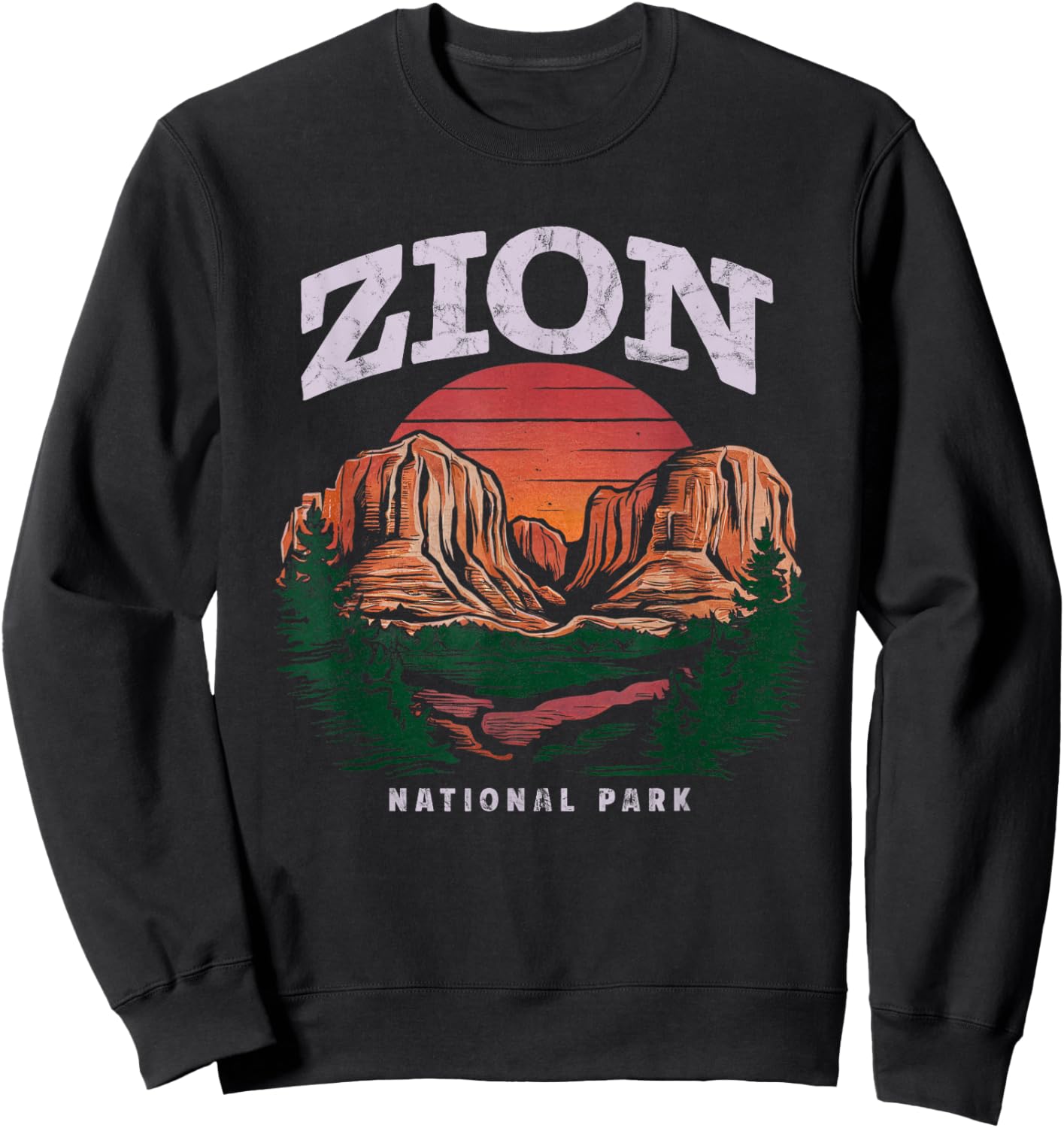 Zion National Park Vintage Hiking Camping Vintage Sweatshirt - Sweatshirt | Black