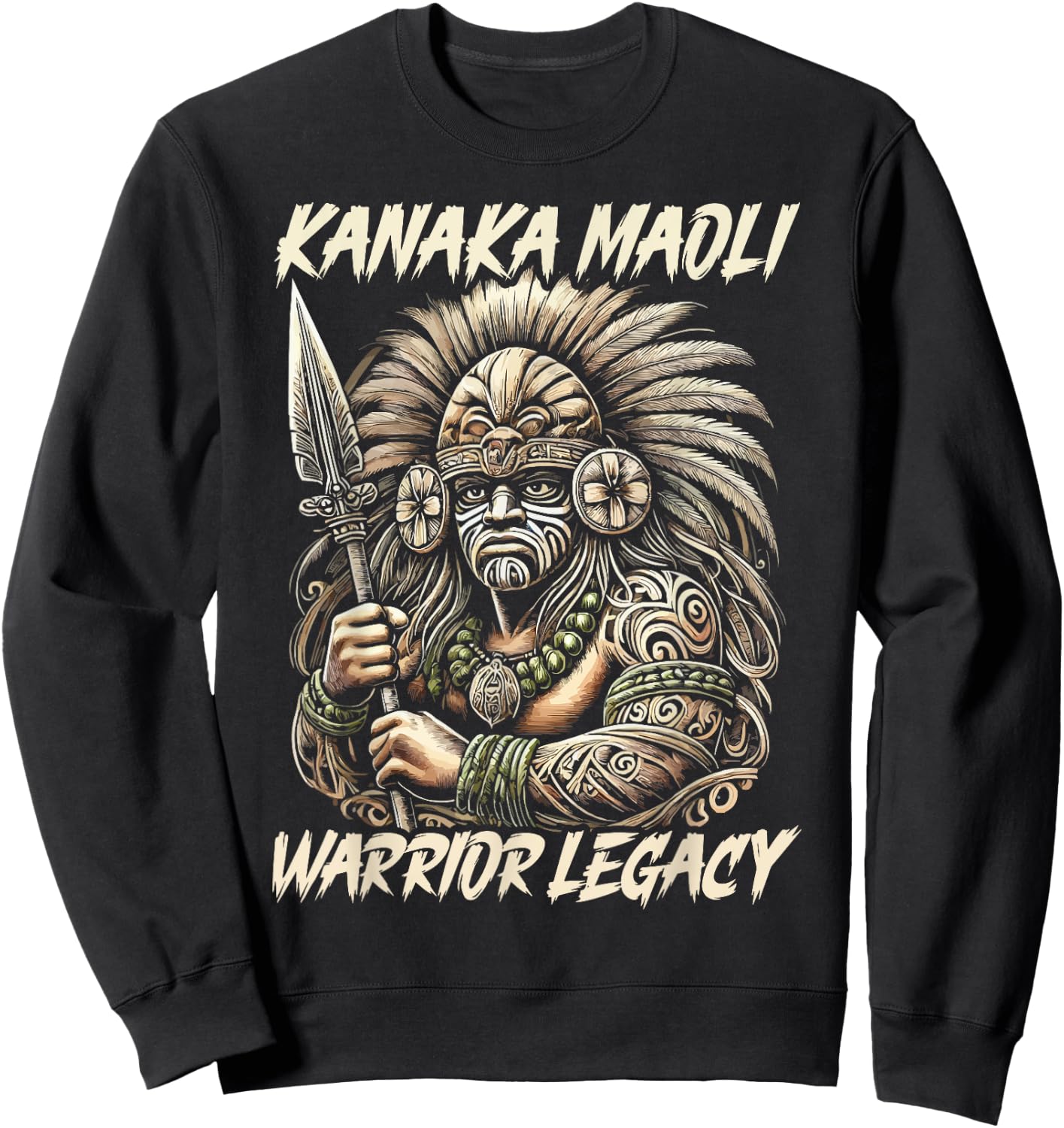 Kanaka Maoli Warrior Native Hawaiian Islands Hawaii Flag Sweatshirt - Sweatshirt | Black