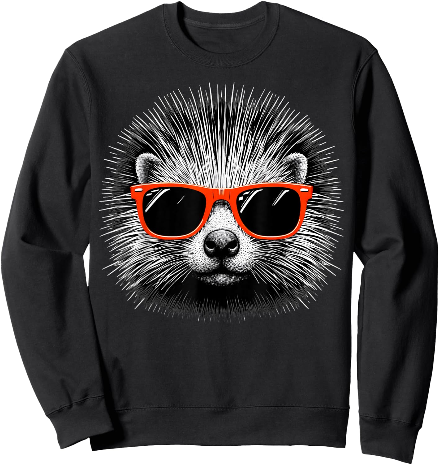 Cool Porcupine Wearing Sunglasses Graphic Art Sweatshirt - Sweatshirt | Black