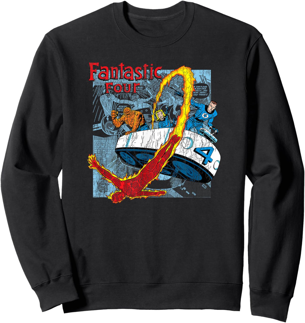 Marvel Fantastic Four Comic Shot Vintage Distressed Logo Sweatshirt - Sweatshirt | Black