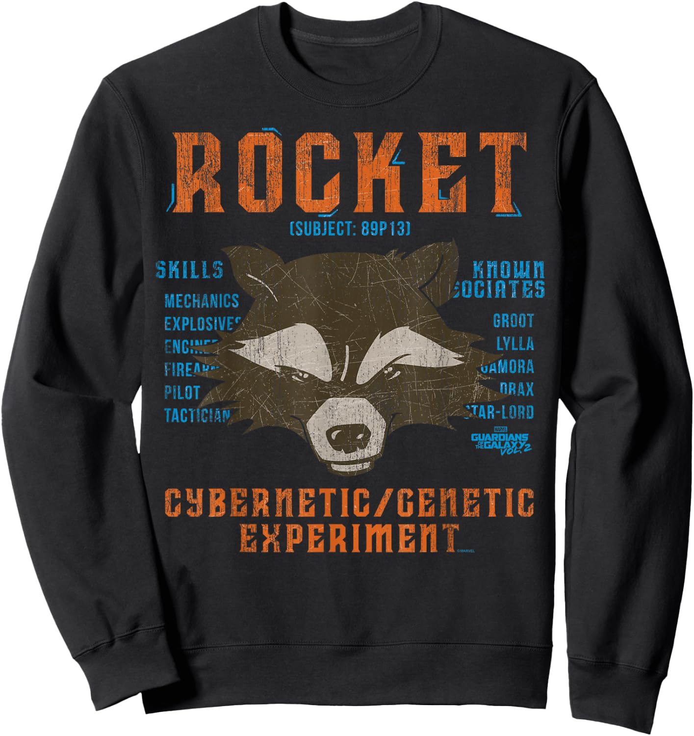 Marvel Guardians of The Galaxy Vol 2 Rocket Raccoon Skills Sweatshirt - Sweatshirt | Black