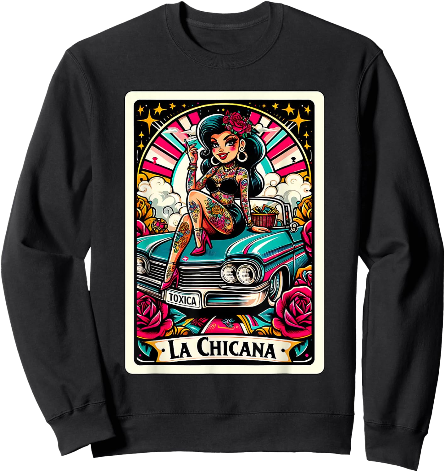 La Toxica Mexican Tarot Card Latina Woman Chicana Sweatshirt - Sweatshirt | Black