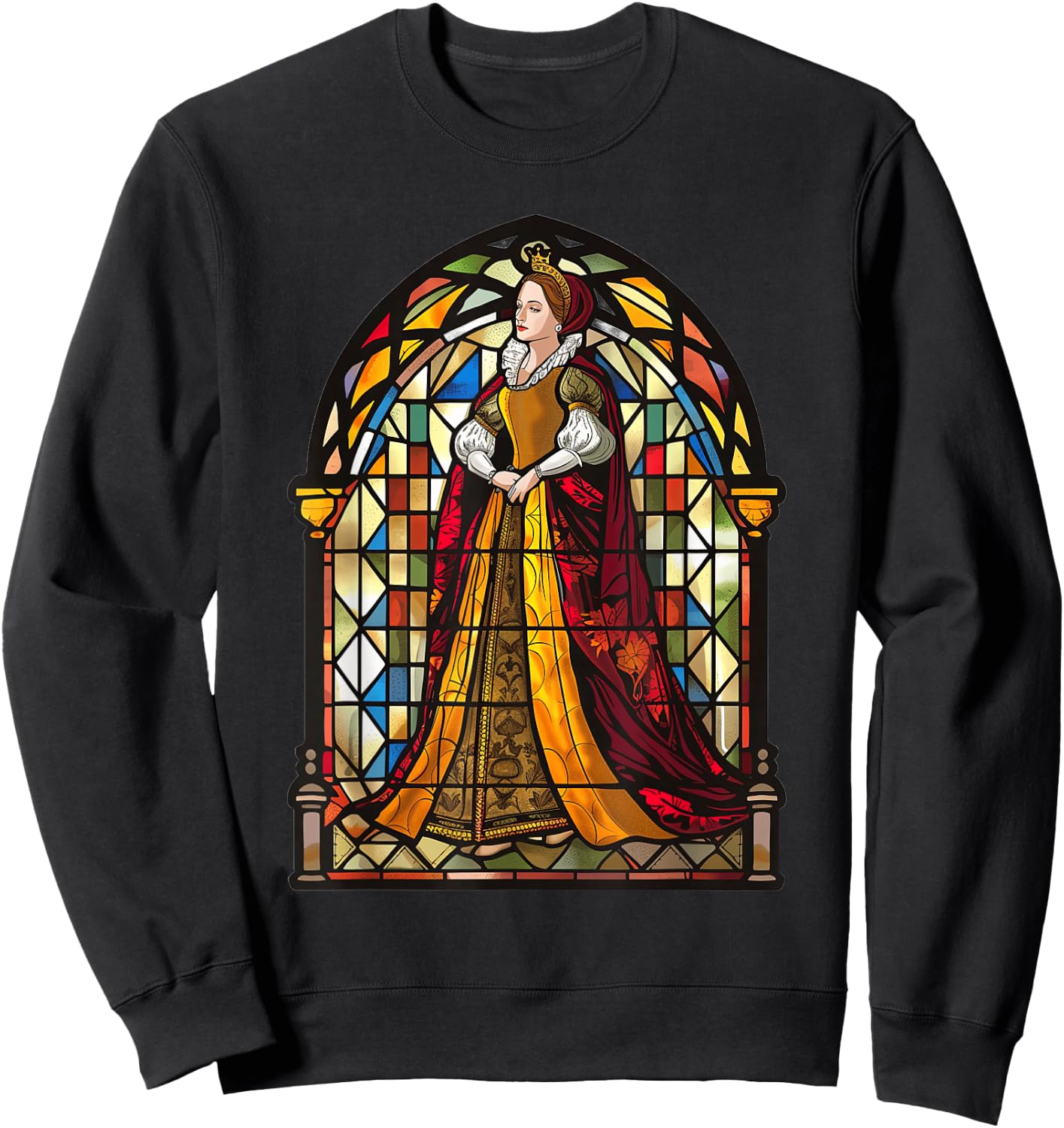 Mary Queen Of Scots Stained Glass Sweatshirt - Sweatshirt | Black