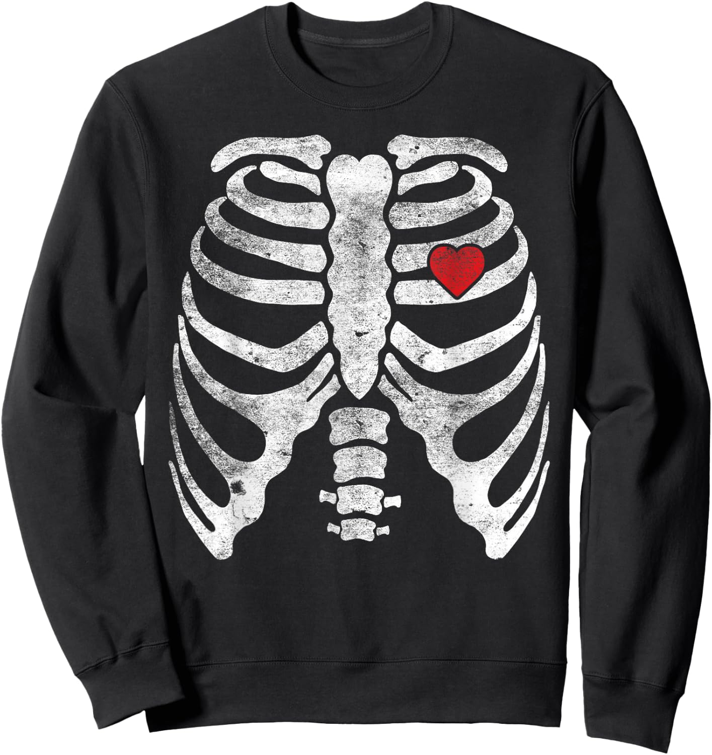 Heart Rib Cage X-Ray Adult Kids Funny Halloween Skeleton Sweatshirt - Sweatshirt | Black