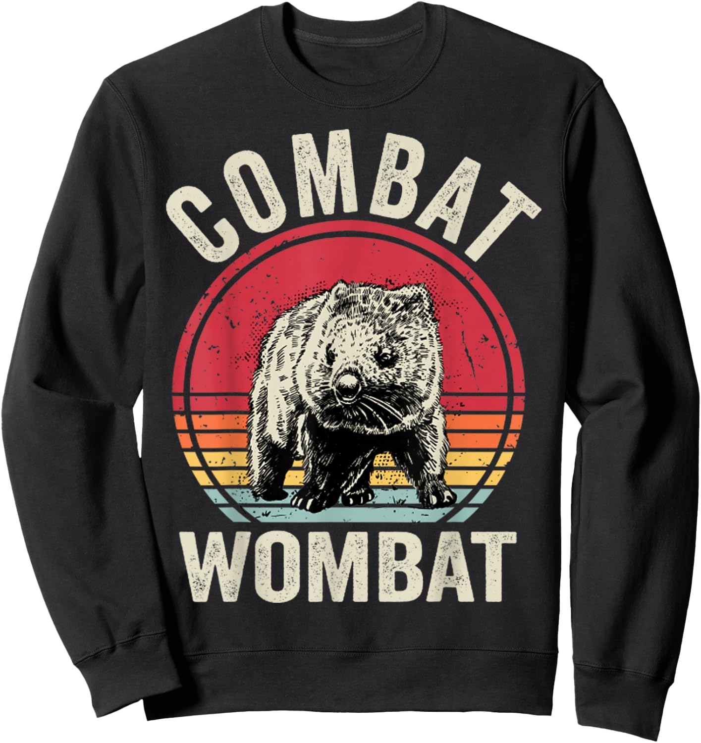Wombat Retro Combat Wombat Funny Sweatshirt - Sweatshirt | Black