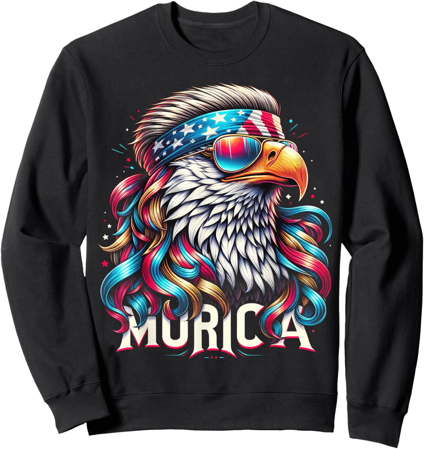 4th of July Patriotic Funny Eagle July 4th USA Murica Kids Men Sweatshirt - Sweatshirt | Black