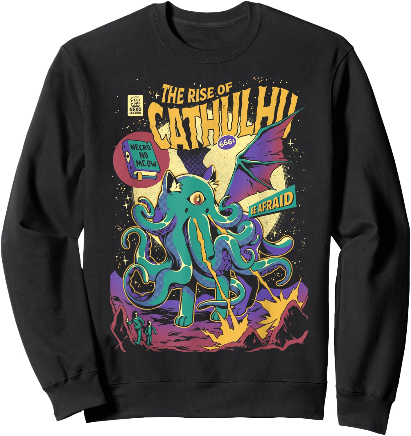 Rise Of Cathulhu Creepy Kitten Cthulhu Halloween Cat Sweatshirt - Sweatshirt | Black