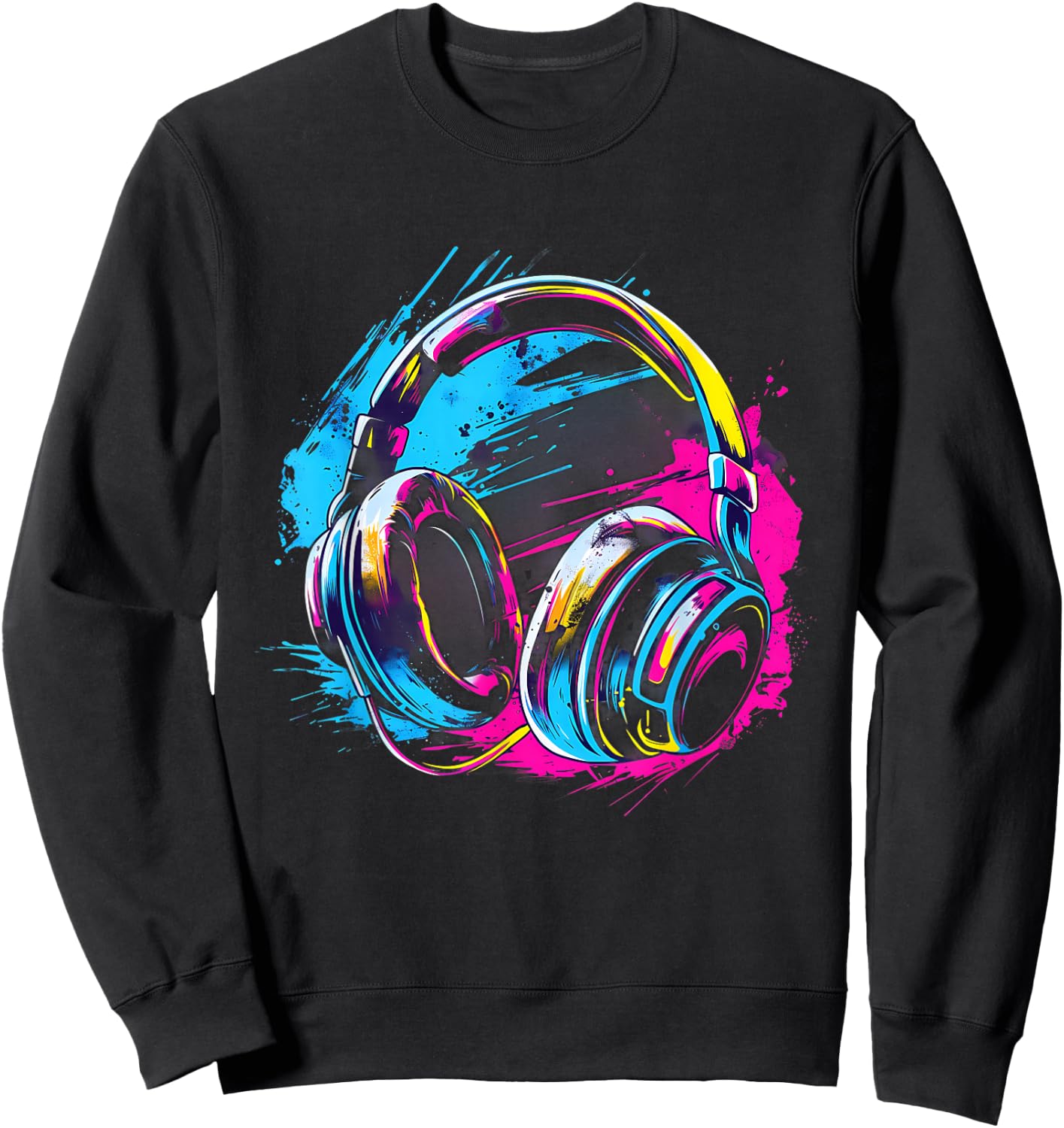 Headphones Music DJ EDM Music Headphones Music Lover Splash Sweatshirt - Sweatshirt | Black