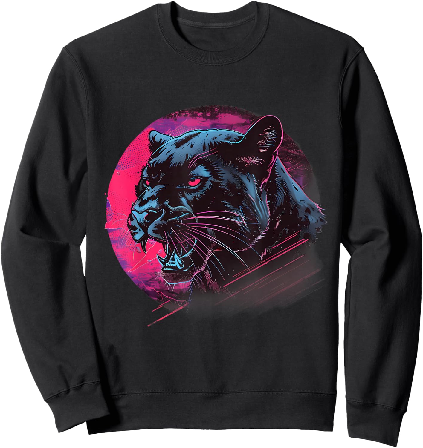Panther Wildlife Portrait Colourful Nature Panther Lover Sweatshirt - Sweatshirt | Black