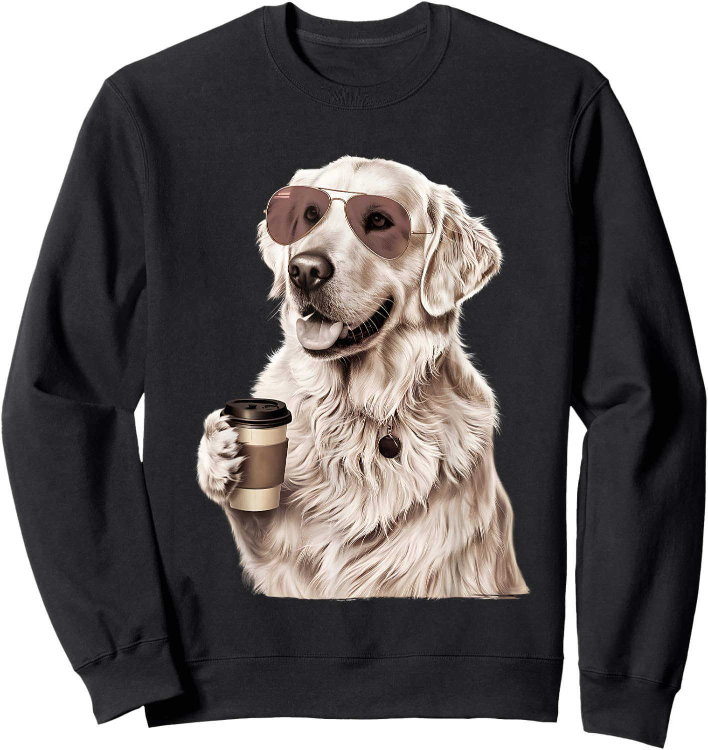 English Cream Golden Retriever Coffee Dog Mom Dad Sweatshirt - Sweatshirt | Black