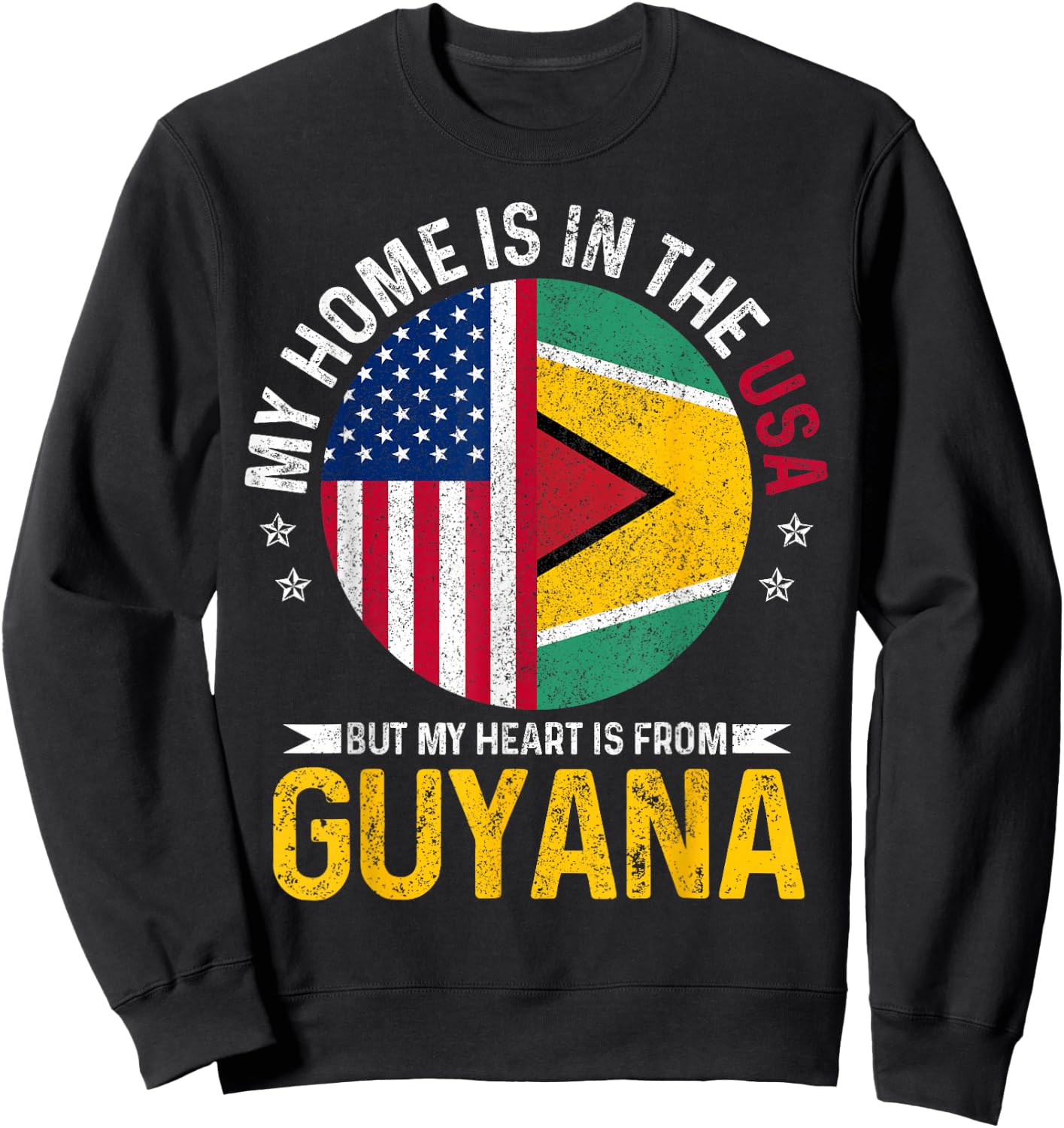 Guyanese American Flag Pride Guyana Patriotic Sweatshirt - Sweatshirt | Black