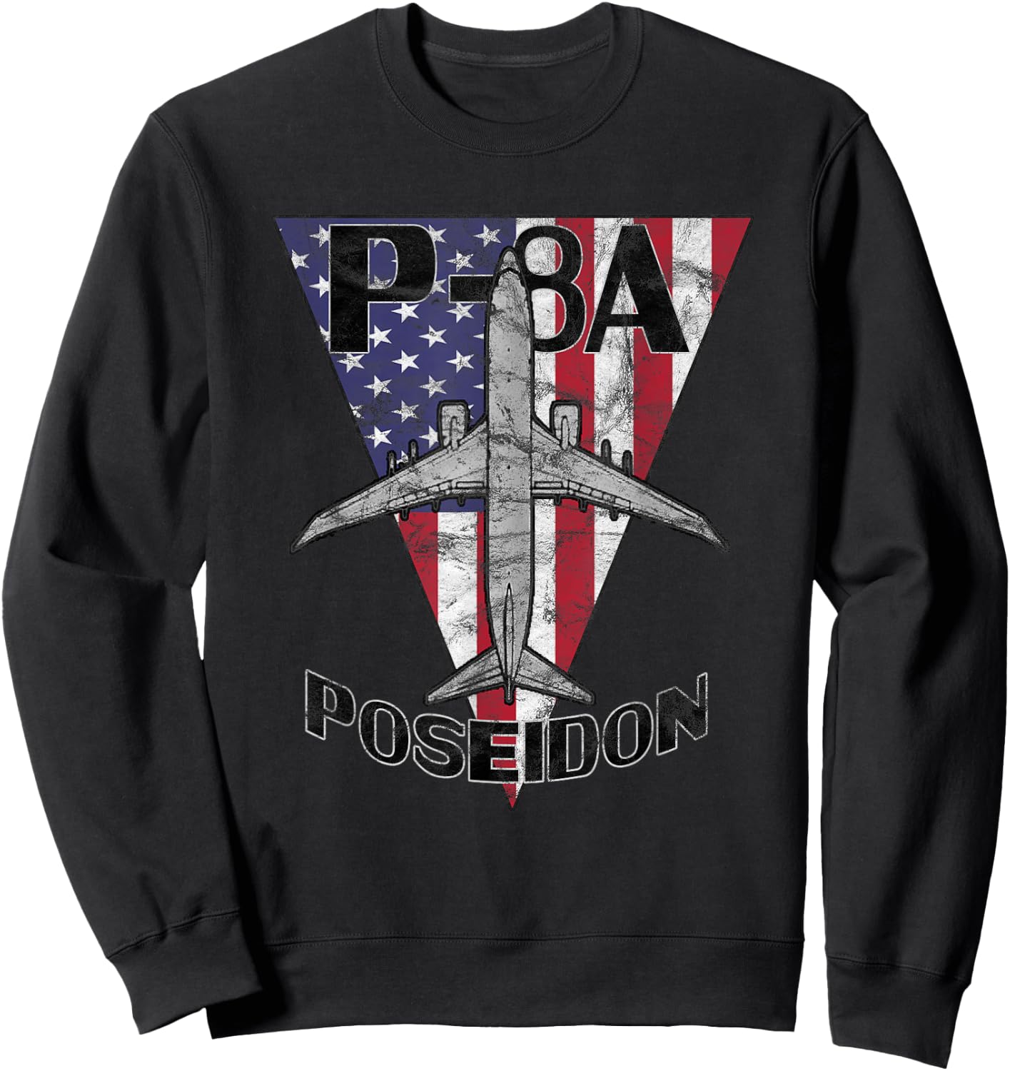 P-8 Poseidon Military Airplane Patriotic Vintage Sweatshirt - Sweatshirt | Black
